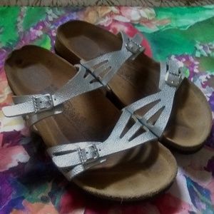 Birkenstock silver and crystal sandals